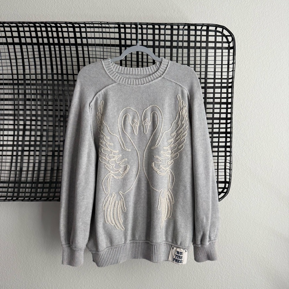 Free people we the free embroidered swan sweater